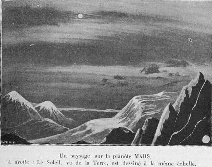 Paysage de Mars dessiné par l&#039;abbé Moreux (Technica 158 de 1921)